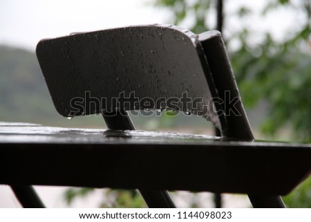 water drop on chair in the raining day