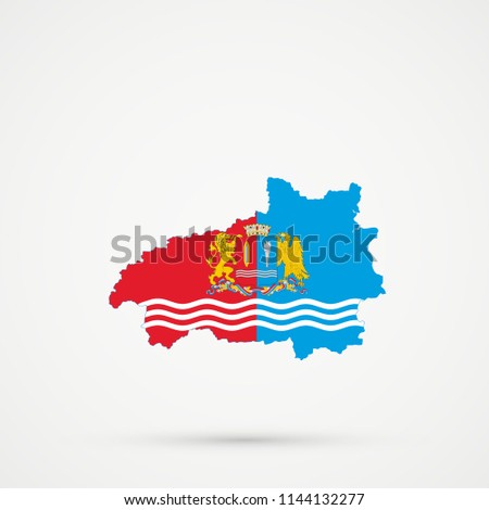 Ivanovo Oblast map in Ivanovo Oblast flag colors, editable vector.