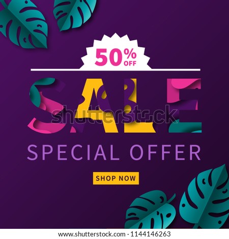 Abstract paper cut sale concept