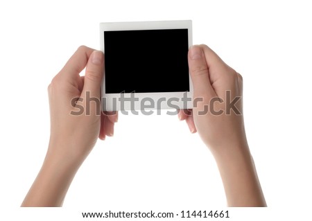 Women hand holding photo frame