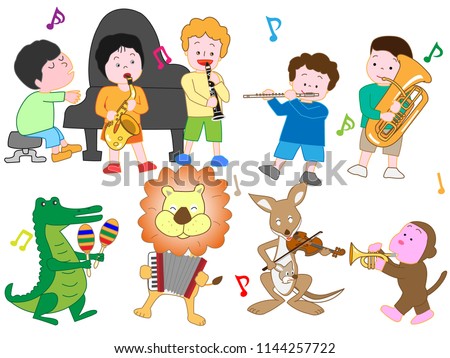 A concert by animals and children.

