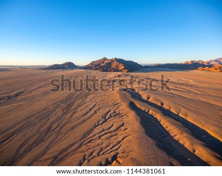 Aerial view over the Namibia desert, Sossusvlei sand dunes, Namibia