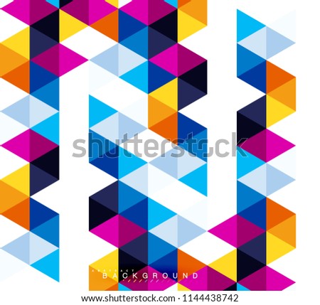 Multicolored triangles abstract background, mosaic tiles concept, vector illustration