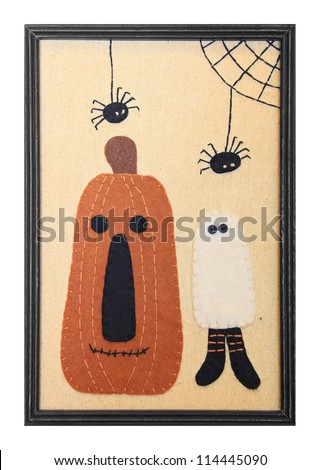 Halloween decoration in a picture frame.