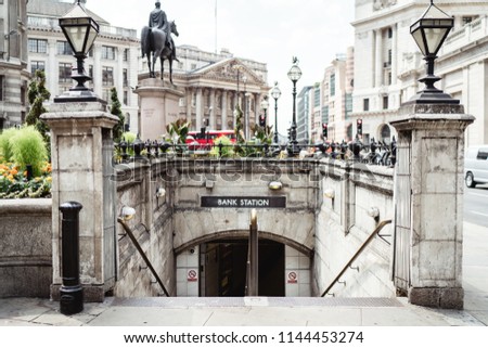 Entrance to the Bank station in London. 