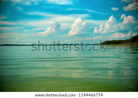 landscape lake to skyline and blue sky
