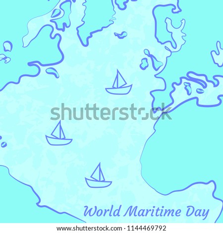 World Maritime Day. September 27. The concept of transport and ecological holiday. The sea, continents and boats