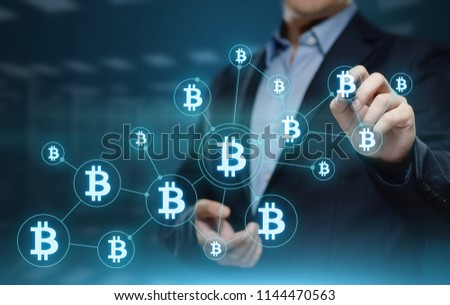 Bitcoin Cryptocurrency Digital Bit Coin BTC Currency Technology Business Internet Concept.