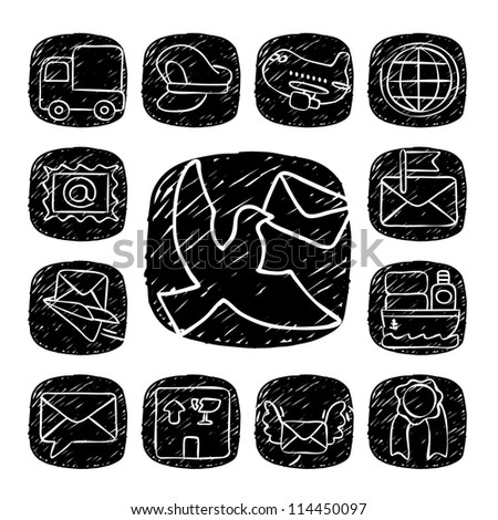 Black Round Series| doodle delivery,communication  icon set