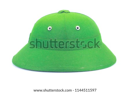 Green hat isolate in Vietnamese style on white background