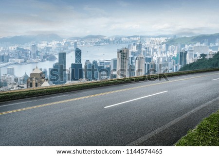 Hongkong urban skyline and road