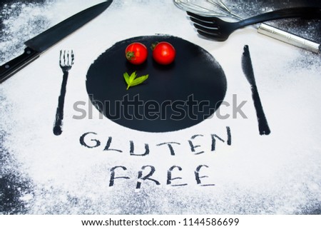 gluten free word with black marble background