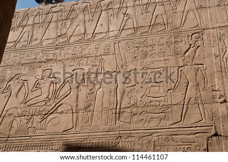 Ancient stone carved Egyptian hieroglyphics