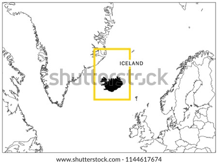 Iceland map yellow frame geography national 