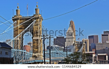 Cityscape with bridge and towers