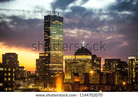 Moody sunset over Boston Massachusetts