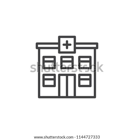 Hospital building outline icon. linear style sign for mobile concept and web design. Medical clinic simple line vector icon. Emergency symbol, logo illustration. Pixel perfect vector graphics