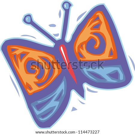 An orange and purple colored butterfly