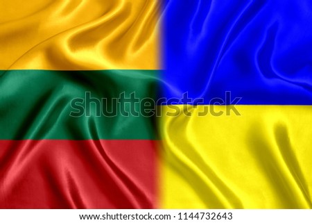 Lithuania and Ukraine flag silk