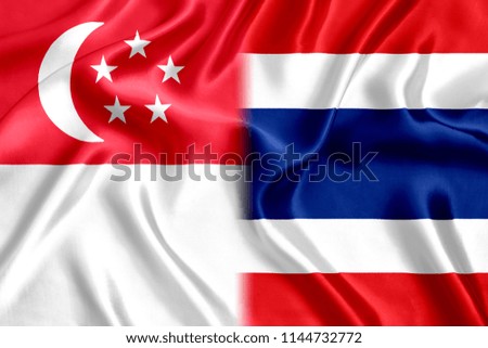 Singapore and Thailand flag silk