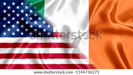 USA and Ireland flag silk