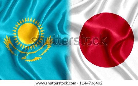 Japan and Kazakhstan flag silk