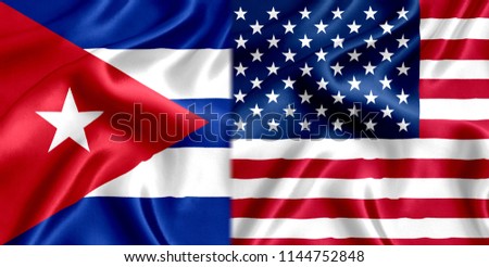 Cuba and US flag silk