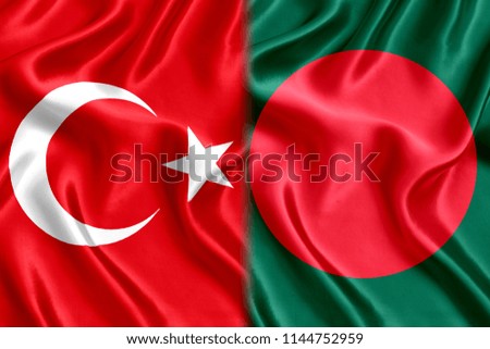 Bangladesh and Turkey flag silk