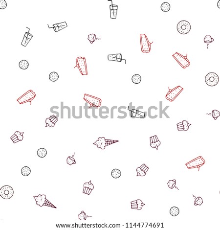 Dark Red vector seamless layout with restaurant food. Fast Food on blurred abstract background with colorful gradient. Design for ad, poster, banner of cafes or restaurants.