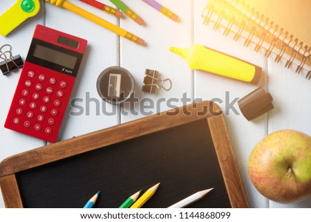 School supplies in classroom