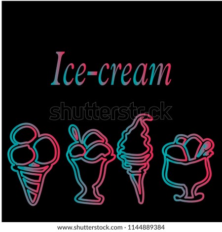 Set of ice-creams in flat design 