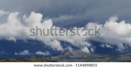 Dark rain clouds, panoramic image