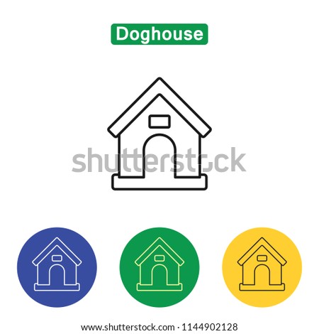 Doghouse line icon logo element  illustration for infographic websites print media. Dog-hole contour sign symbol editable stroke. Linear signs in colorful circles. Isolated on white background