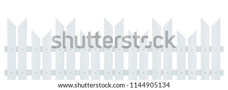 White wooden fence isolated on white background. Object with clipping path