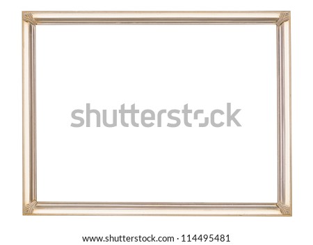 Elegant and unusual, vintage art deco metal picture frame in cream and gold. Isolated on white.