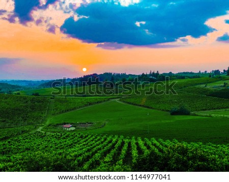 Italian vineyards, grapes, wine, romantic evening, candlelit dinner, panorama, vineyards, Gavi, hen,