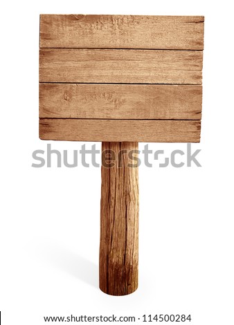 wooden signboard isolated on white Royalty-Free Stock Photo #114500284