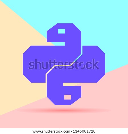 Flat minimalism pastel colored python code icon. Trendy snake vector symbol for web site development or button to mobile app.