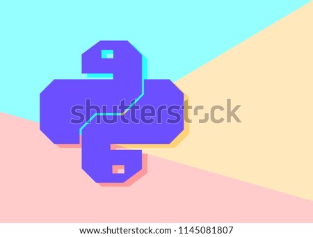 Flat minimalism pastel colored python code icon. Trendy snake vector symbol for web site development or button to mobile app.