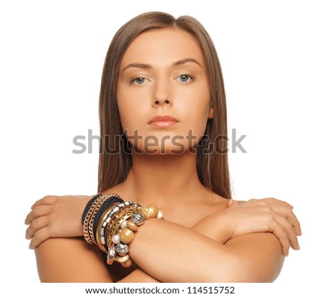bright picture of beautiful woman with bracelets