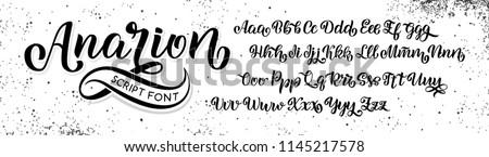 Vector hand drawn typeface. Brush painted letters. Handwritten script alphabet isolated on white background. Handmade alphabet for your designs logo, posters, invitations, cards, etc. Vector Royalty-Free Stock Photo #1145217578