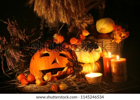 Halloween pumpkin head jack lantern.