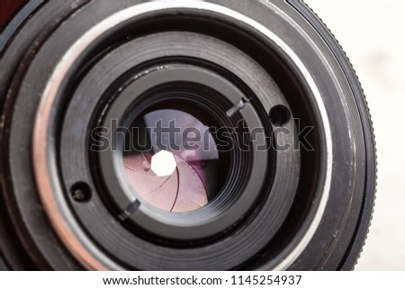 Camera lens close up