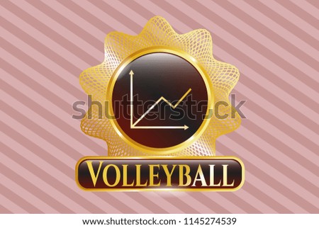  Golden emblem with chart icon and Volleyball text inside