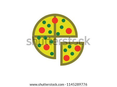 Pizza food shape circle shape vector illustration 
