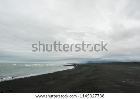 Black sand beach of volcanic origin in Iceland