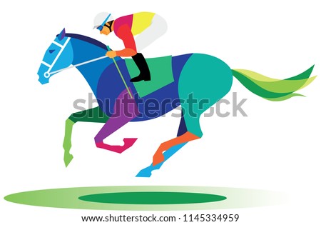 a young lean athlete is a jockey rider who participates in horseraces Royalty-Free Stock Photo #1145334959