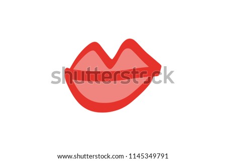 Abstract hand drawn lips, brush lines, beauty object, attraction symbol. Logo element, label, print for clothes and other, element for design. Vector Illustration, clipart.