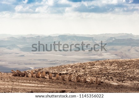 View from the top of the mountain in the early morning to the Judean desert near the town of Mitzpe Ramon in Israel