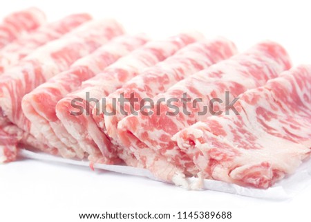 Closed up Slice of Wagyu beef on the white background
